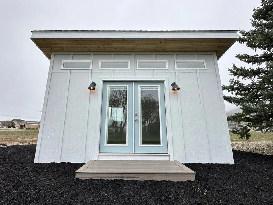 Backyard Office Utah build photo showing exterior detail