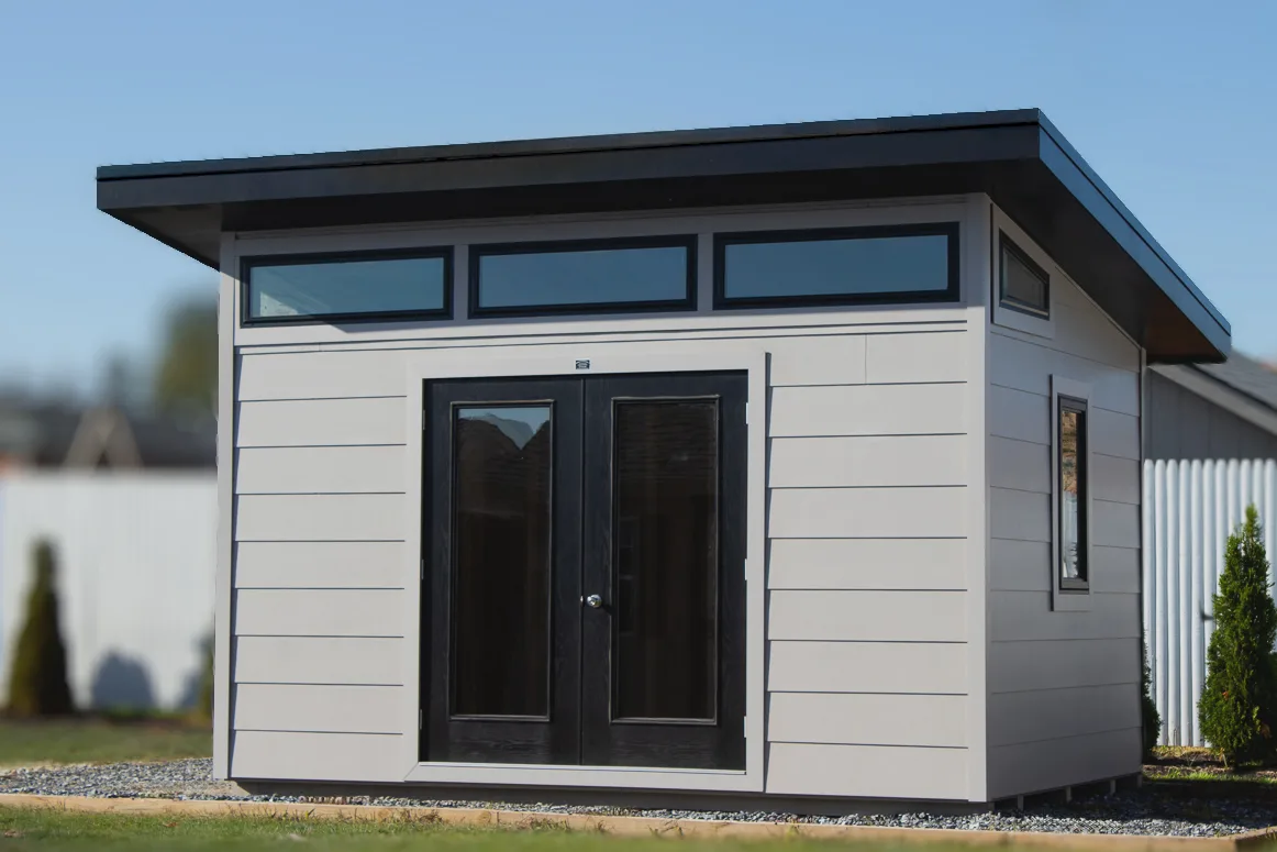 Urban 360 Modern Shed with modern siding and picture windows